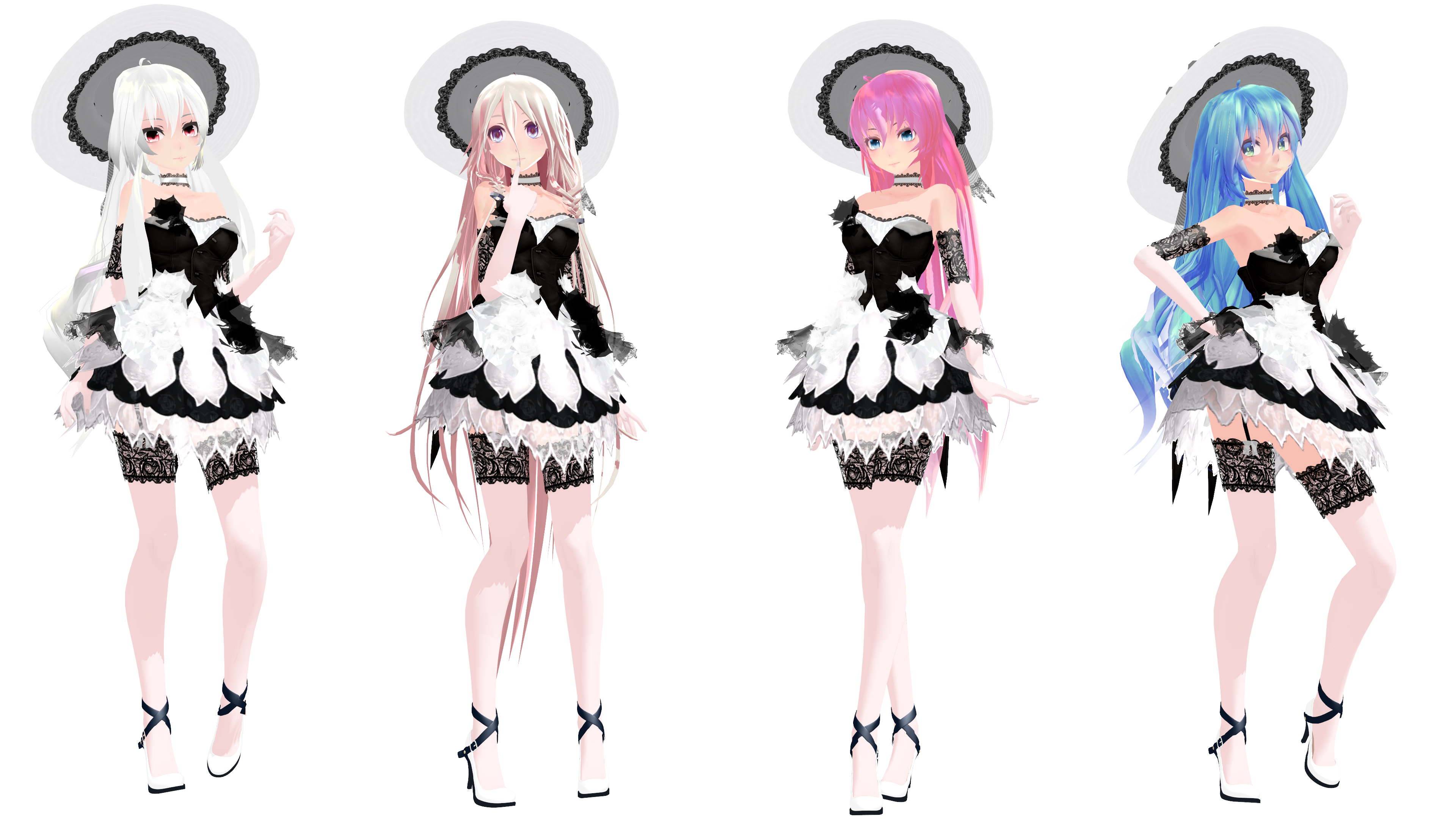 MMD Model Pack: TDA Lacy Haku, IA, Luka, and Miku