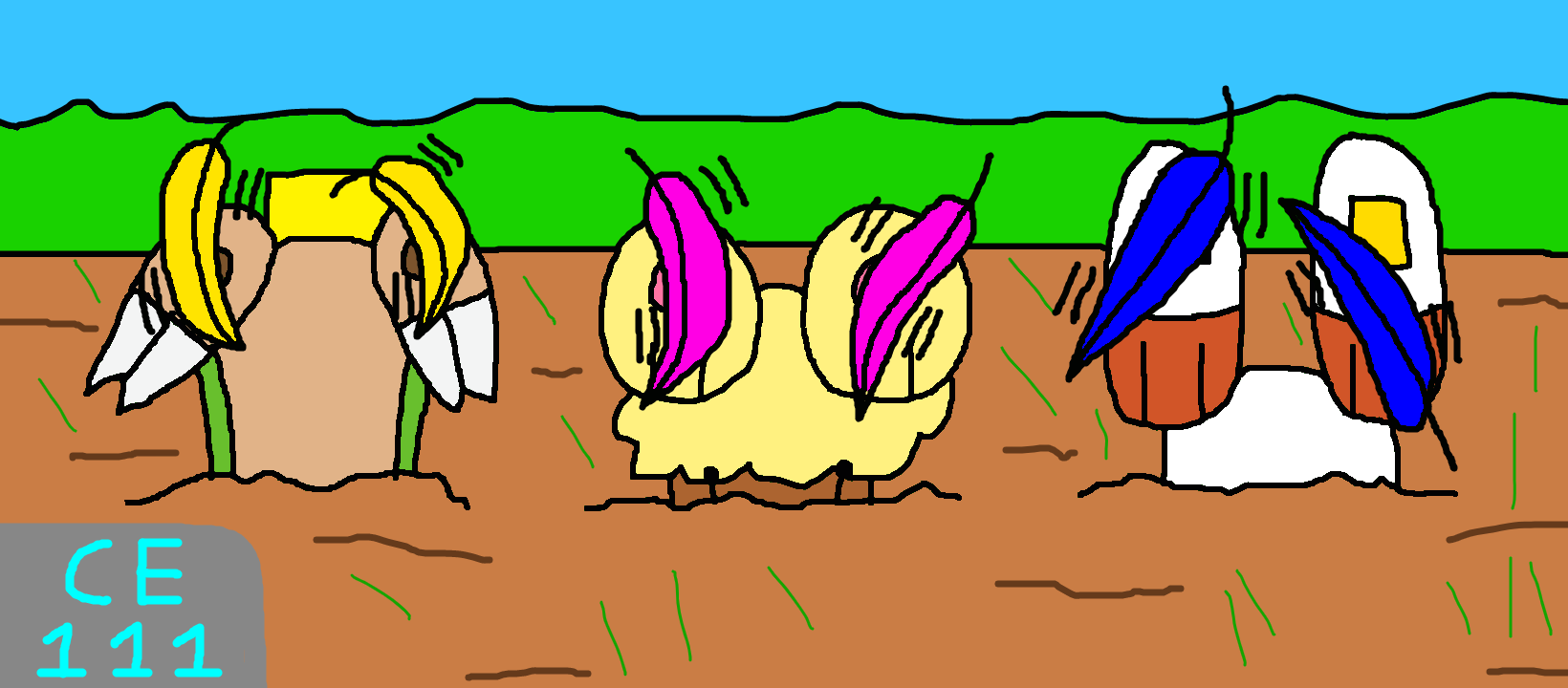 Spike, Luna, and Jewel Buried and Tickled by Cyanesque111 on DeviantArt