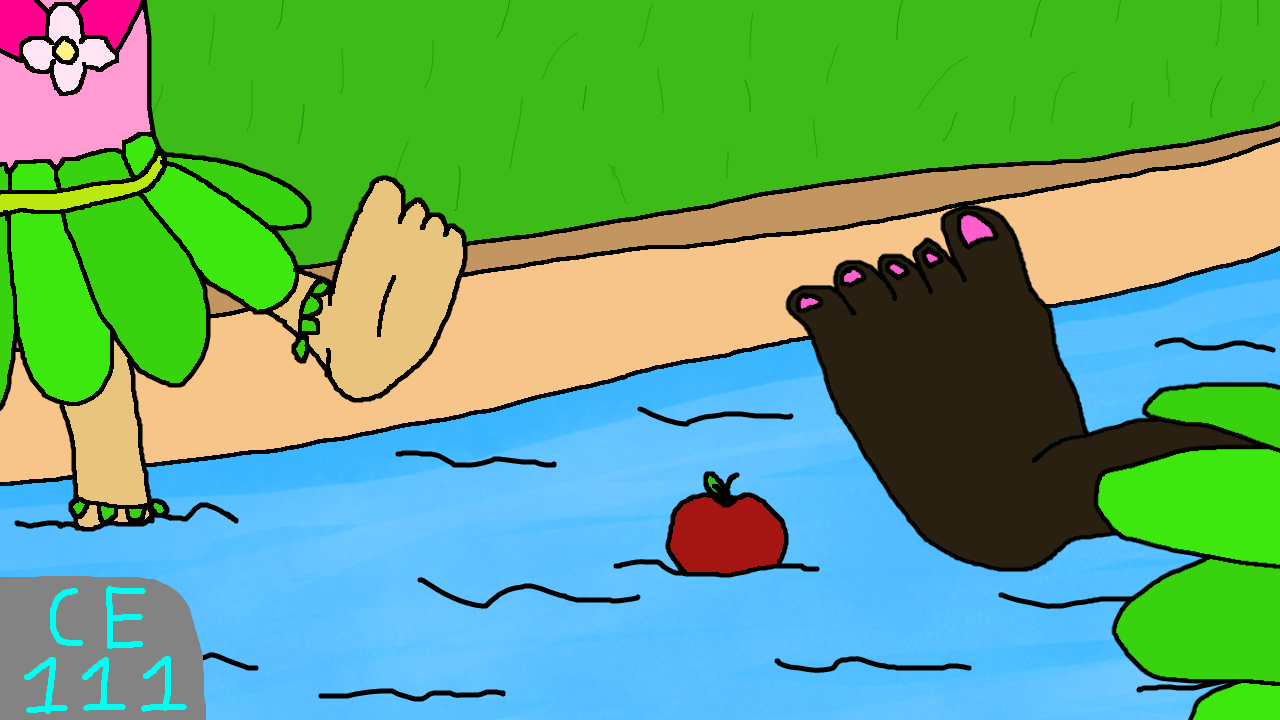 Leilani and Minnie Bob an Apple with Their Feet by Cyanesque111 on