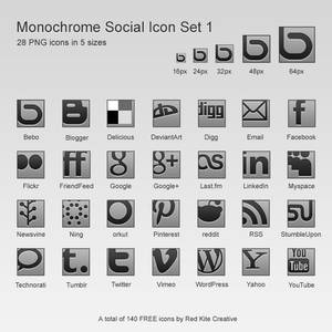 Offset Monochrome Social Icons Set 1