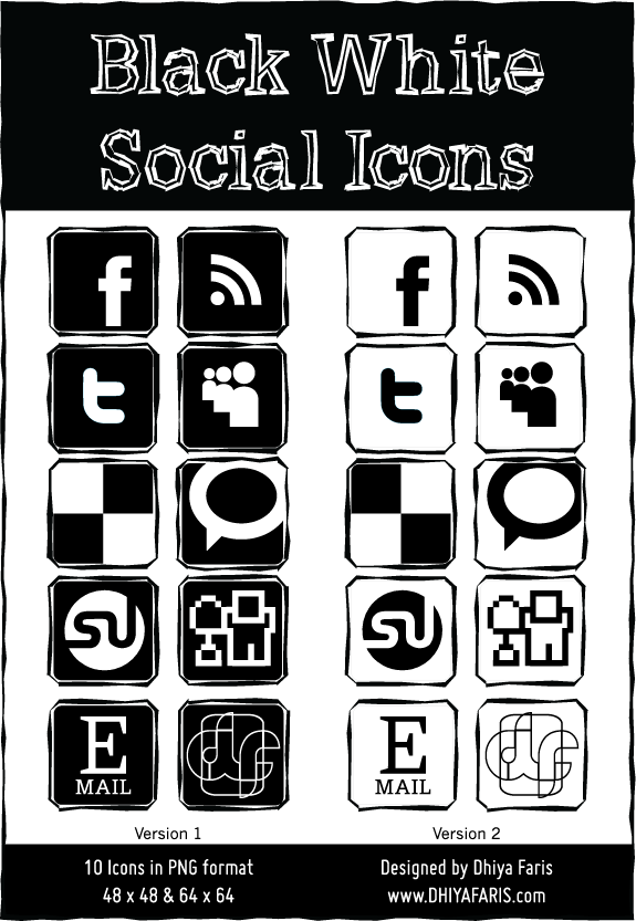 Black White Social Icons