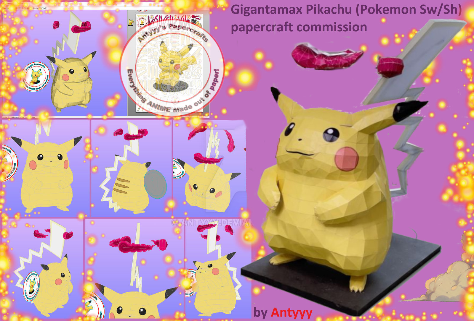 Gigantamax Pikachu Pokemon Free Papercraft By Antyyy On Deviantart