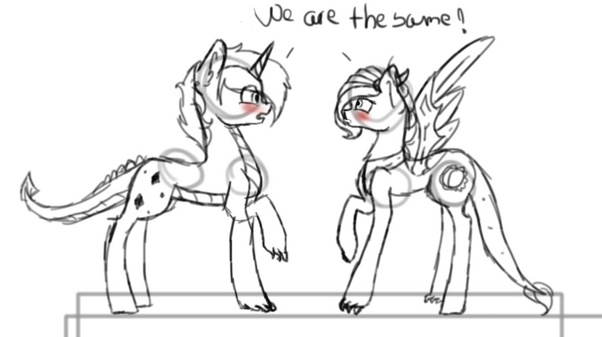 We are the same! (Sketch) by CrystalartMLP on DeviantArt