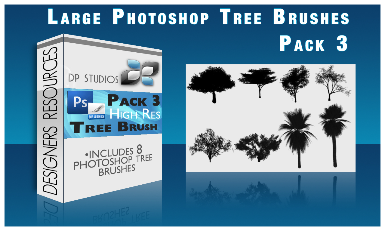 8 Photoshop tree Brushes v3 by DigitalPhenom
