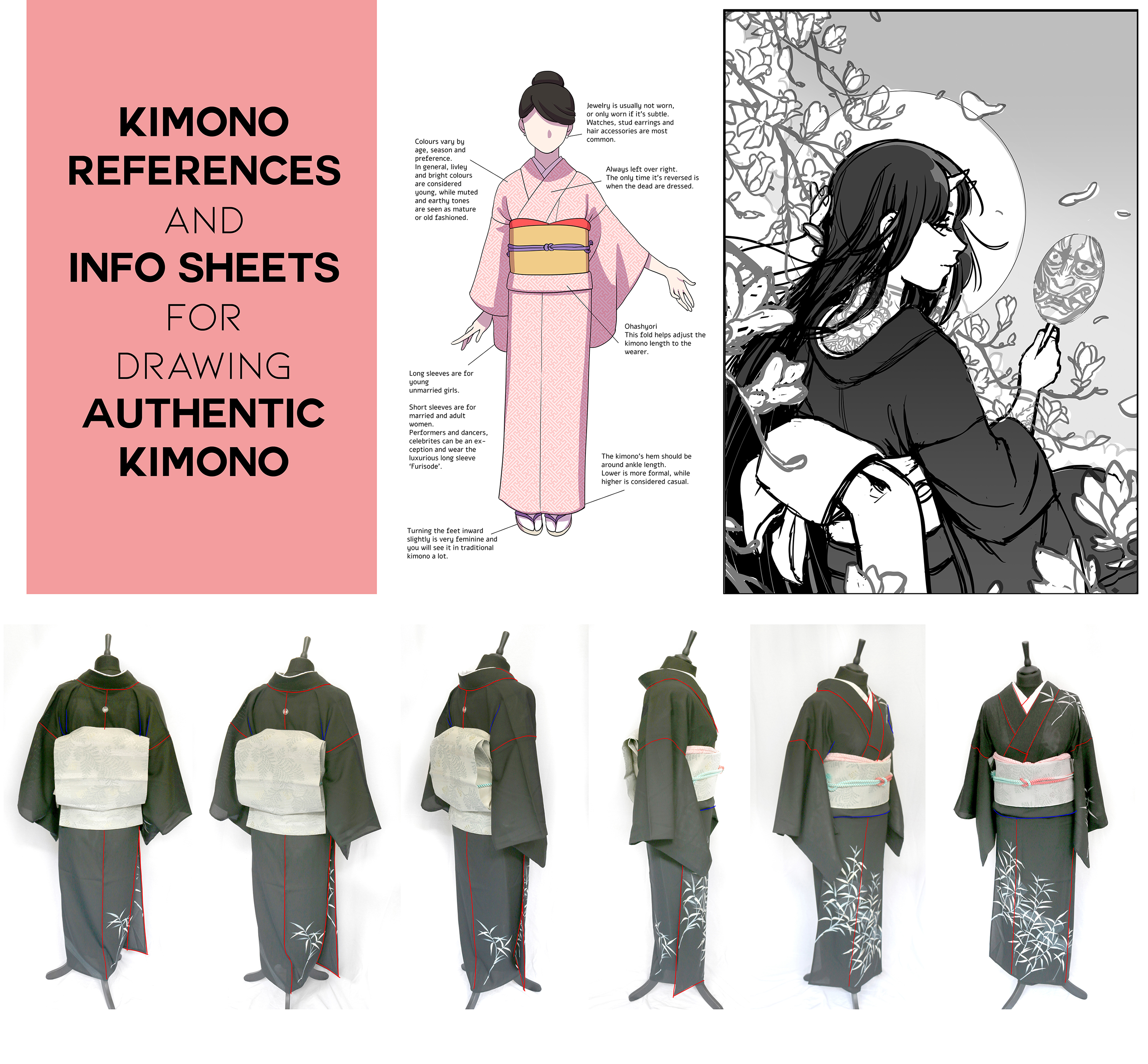 Kids hooded top with kimono sleeve flat sketch Vector Image