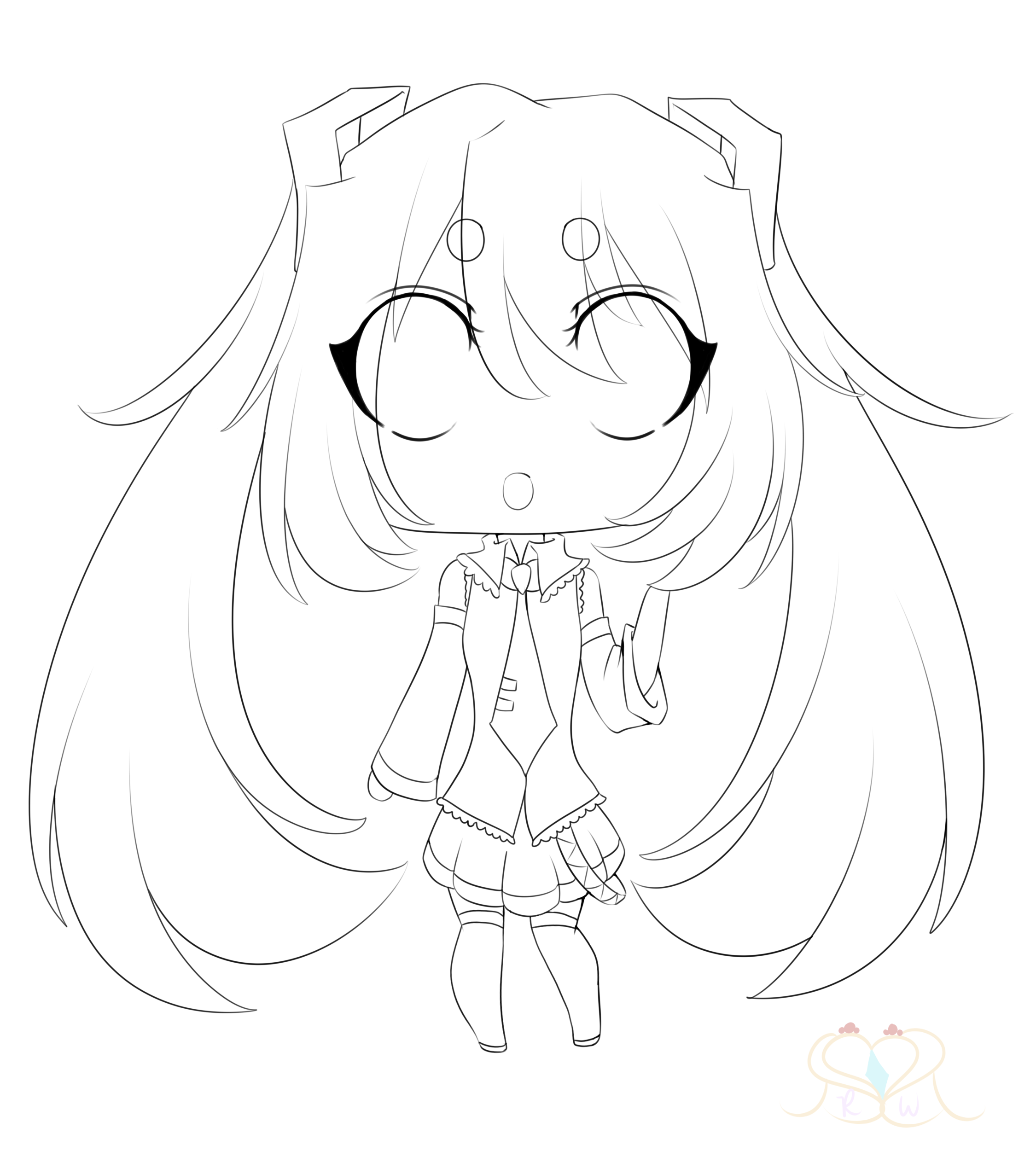 Hatsune Miku Chibi Coloring Pages Miku Hatsune Chibi- Free to Color Lineart by MikomiKisomi on DeviantArt