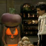 Alex Curran gets a turnip stuck on her head