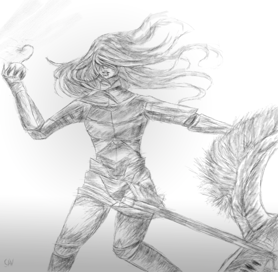 Female Warrior Sketch by SuperGalaxyFox on DeviantArt