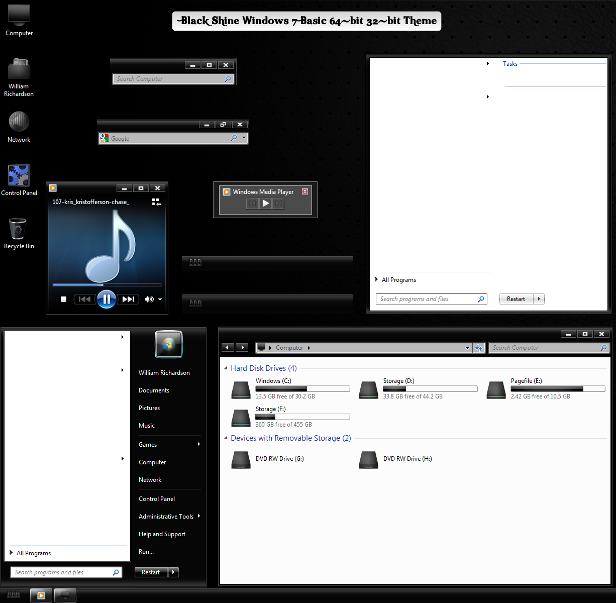 Black Shine Windows 7 Basic