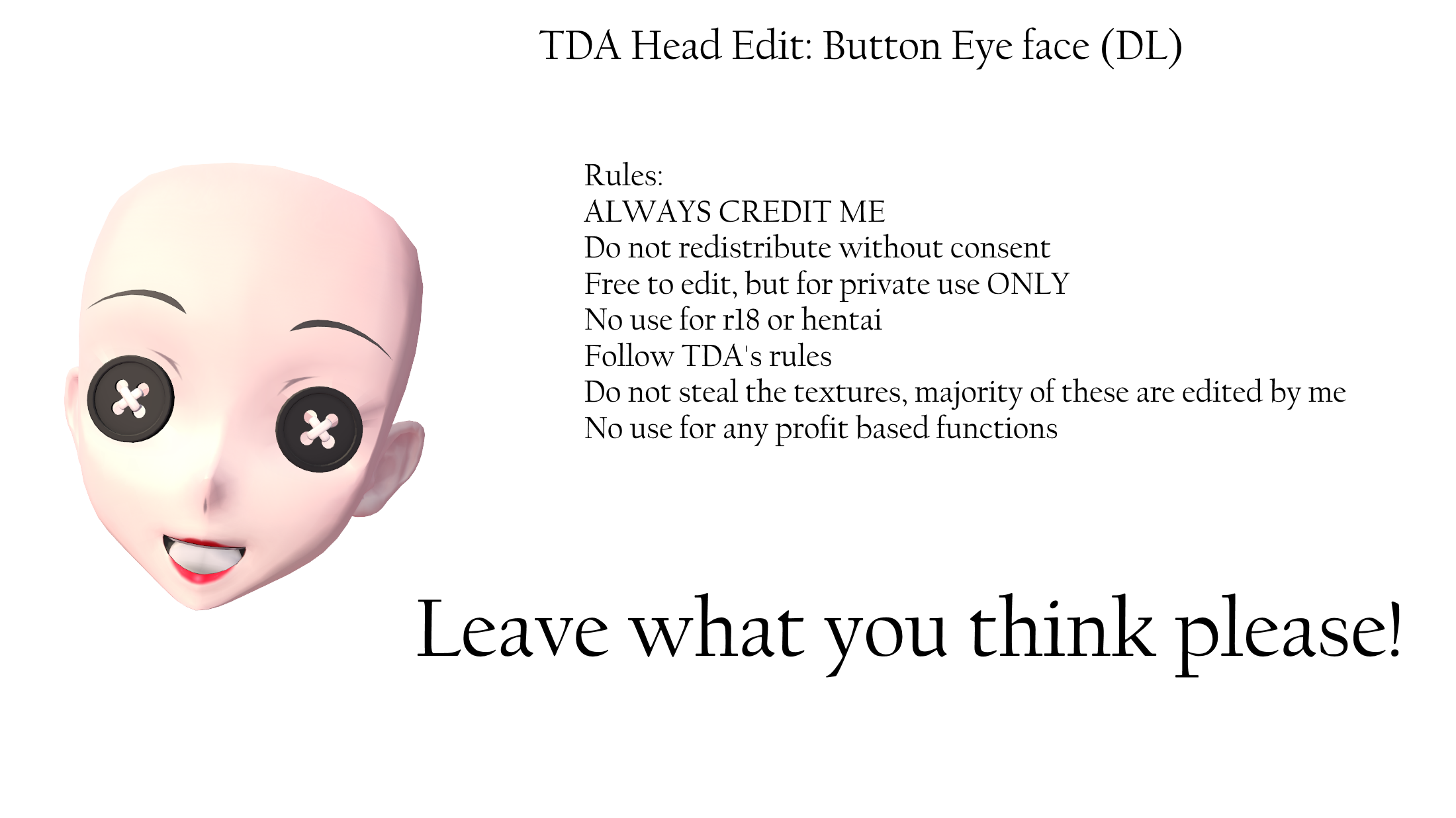 Mmd Tda Button Eye Face Download Down By Princessskyler On Deviantart
