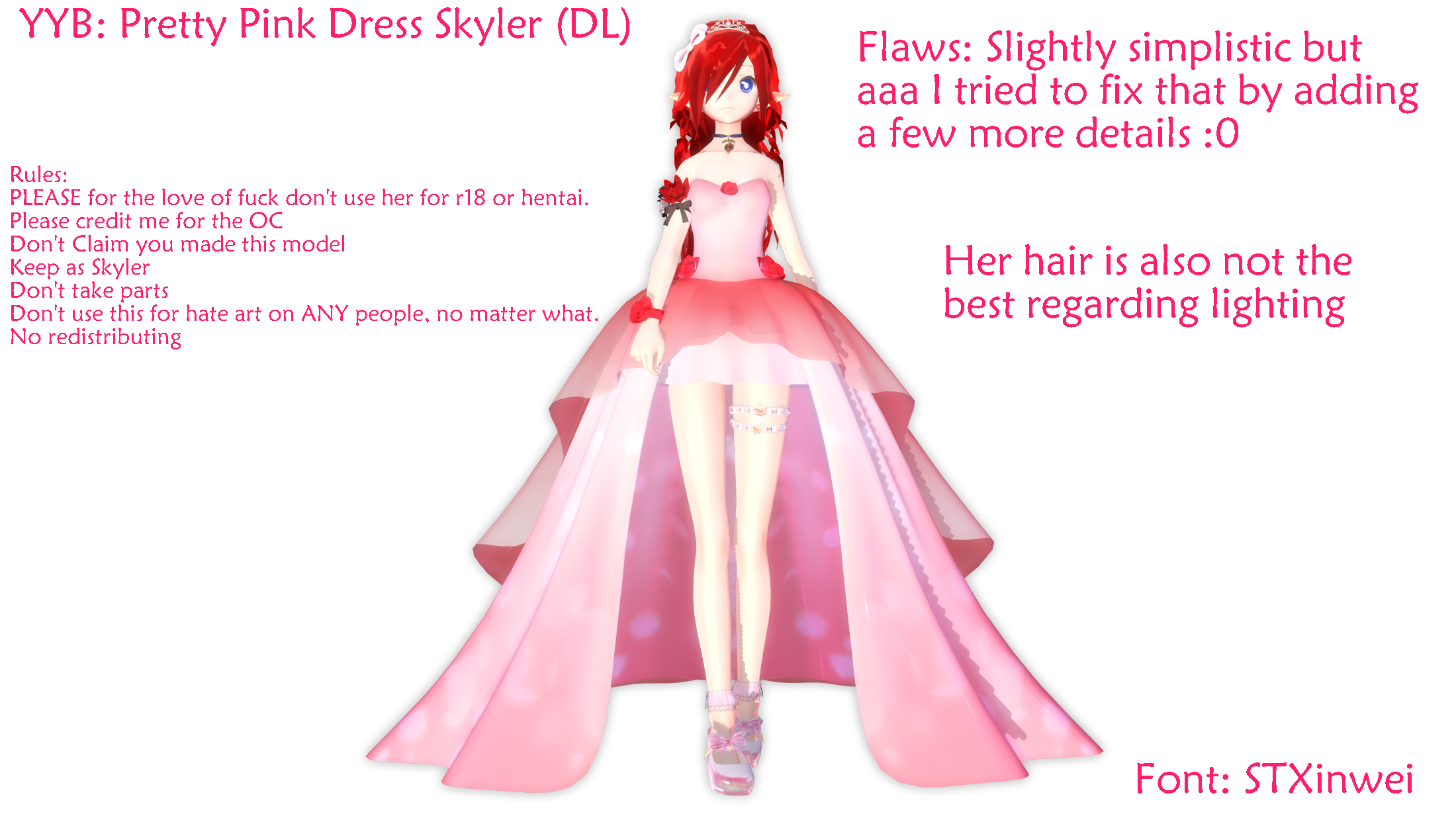 MMD: YYB Pretty Pink Dress Skyler (DL Down) by PrincessSkyler on DeviantArt