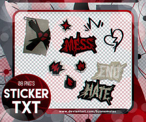 STICKERS (TXT)- PNG Pack #3 by Anemoias