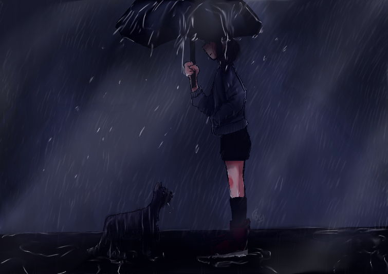 Caught in the Rain by BurningCardboard on DeviantArt