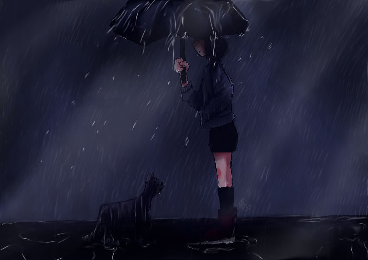 Caught in the Rain by BurningCardboard on DeviantArt