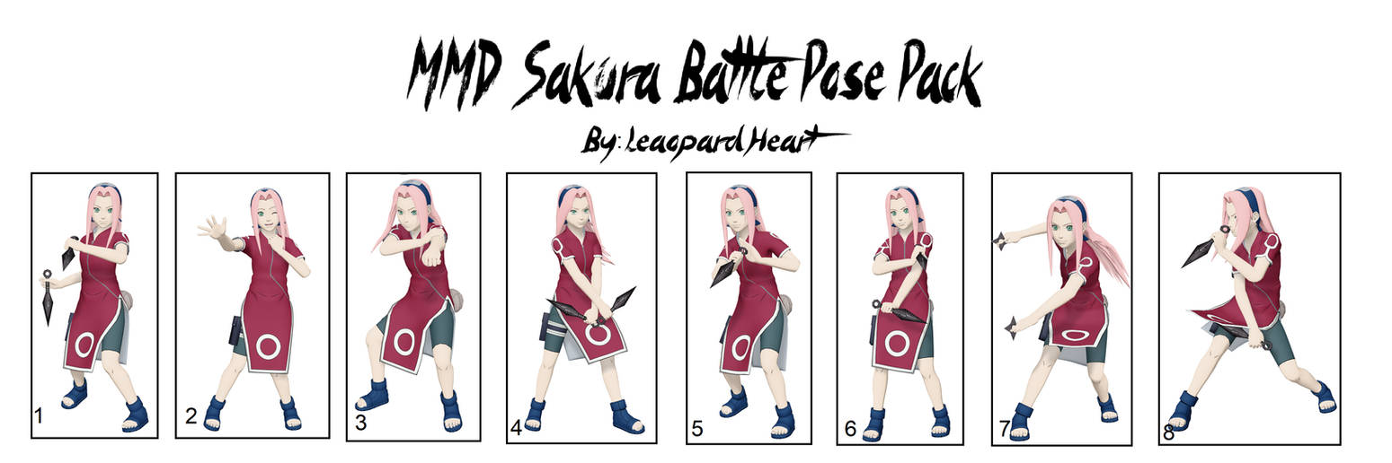 MMD Sakura Battle Pose Pack by leaopardheart on DeviantArt