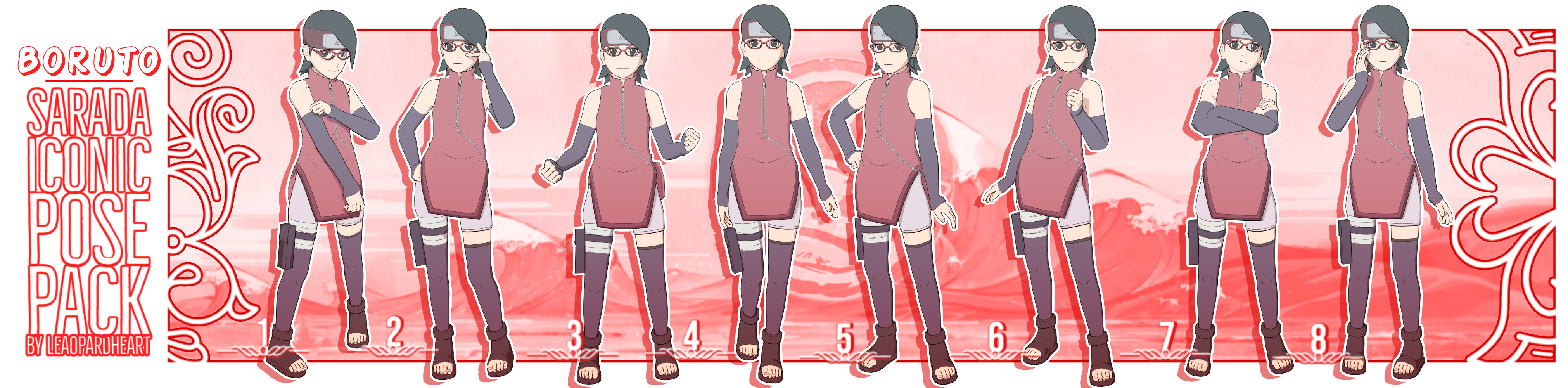 MMD Sarada Iconic Pose Pack DL by LeaopardHeart on DeviantArt