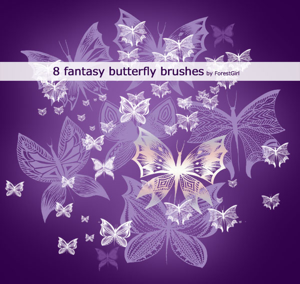 8 fantasy butterfly brushes