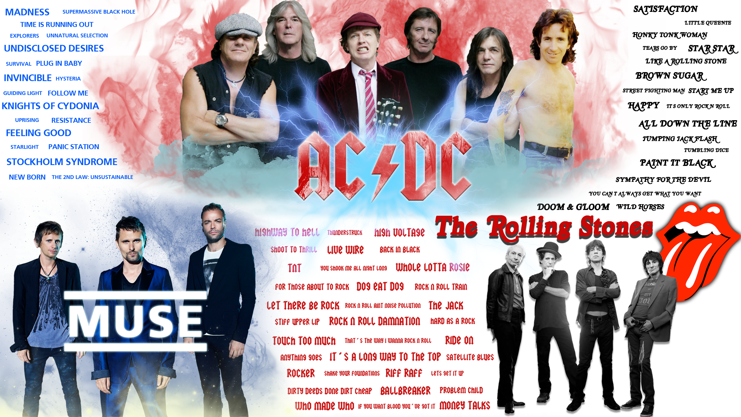 Ac Dc Muse And The Rolling Stones By Mnulley On Deviantart