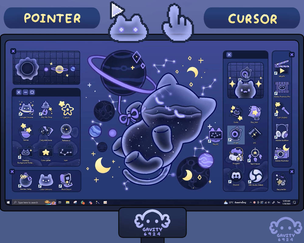 Galaxy Cat Desktop Theme by CozyGavity6924 on DeviantArt