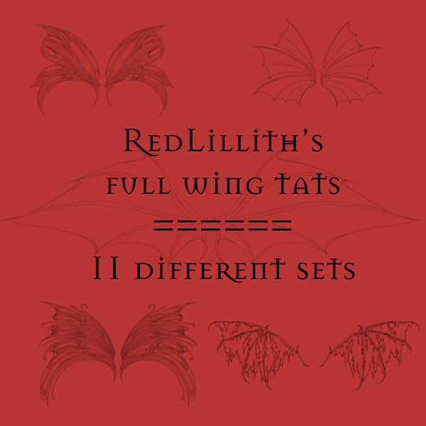 RedLillith's Wing tats set 4 by rL-Brushes