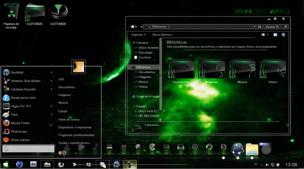 Tema GREEN GLASS Completo para windows 7