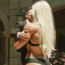 Giantess in a Castle`s Garden