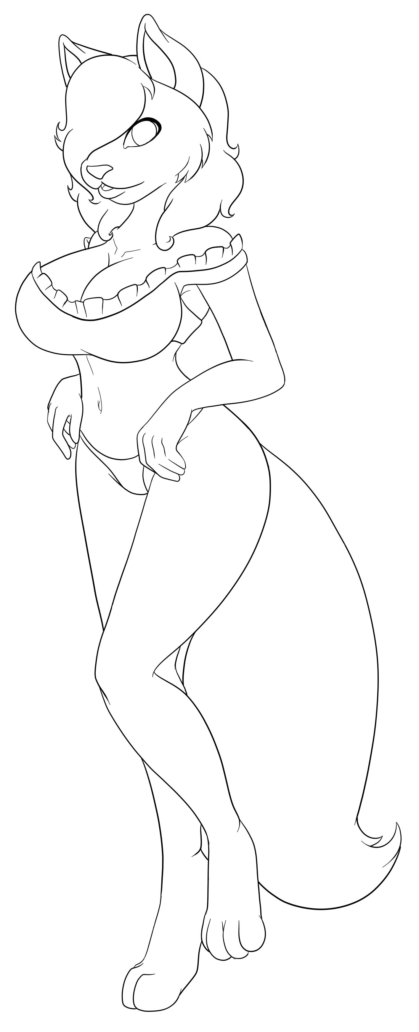 [FREE] Feline in Lingerie Lineart