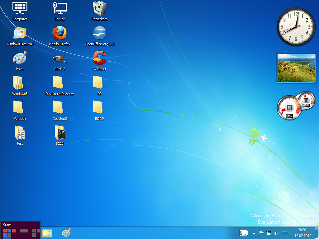 Windows8 consumer preview desktop icons