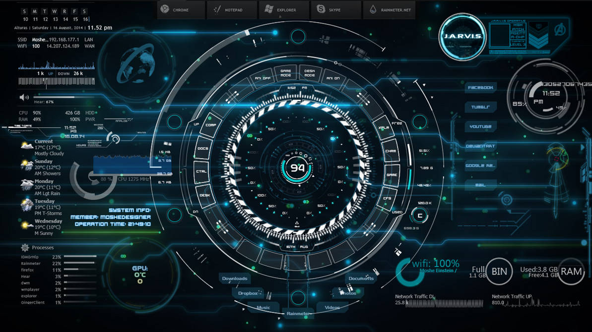 Moshe A I Rainmeter Skin By Moshezeed On Deviantart