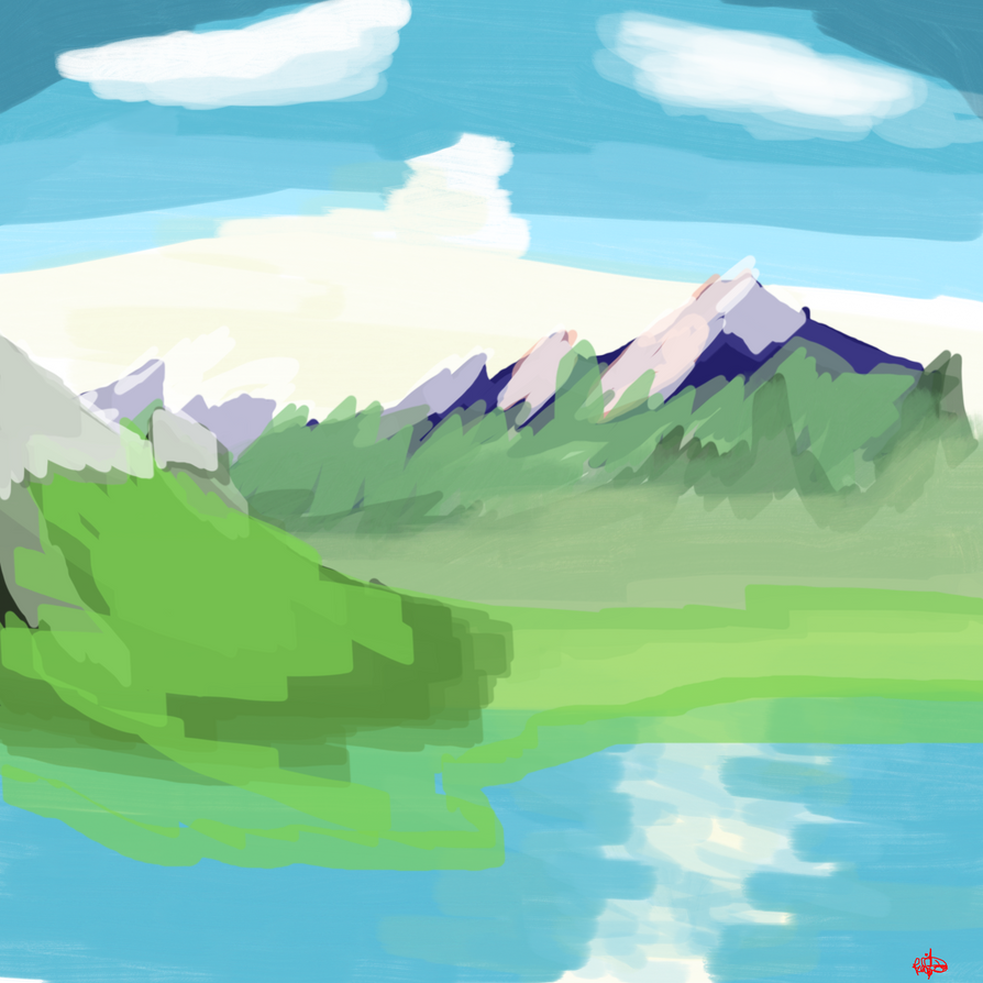 My Version Of Bob Ross S Mountain Ridge Lake By Plcclcringechildx3