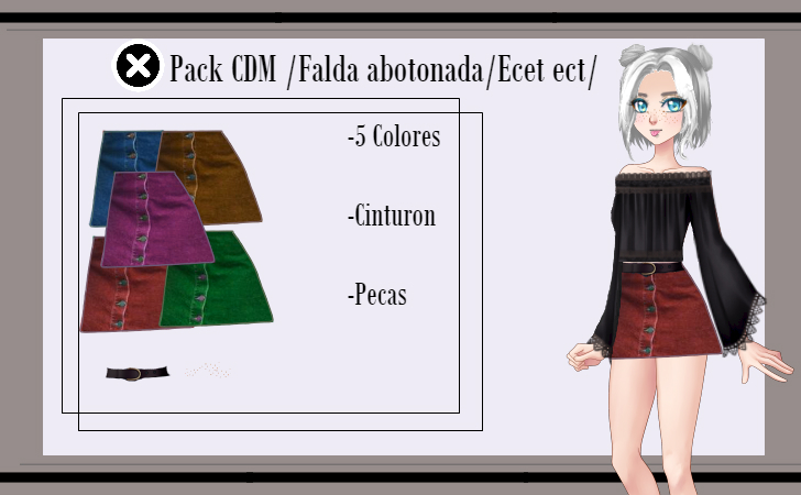 CDM Pack -Falda Abotonada/Etc