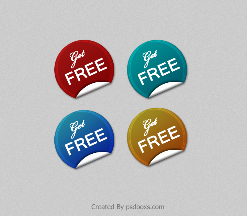 4 Free PSD Simple Stickers Templates