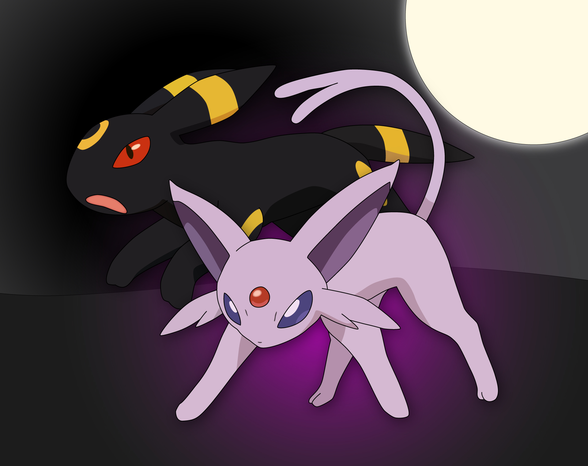 Umbreon and Espeon by FezVrasta on DeviantArt, image size:1920x1522