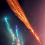 Visual Of Streaking Comets Across A Starry Sky
