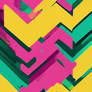 Retro zigzag bold shapes in yellow, pink, and teal