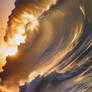 Sun Behind A Wave In The Ocean