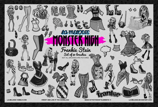 80 Monster High Frankie Stein Photoshop Brushes