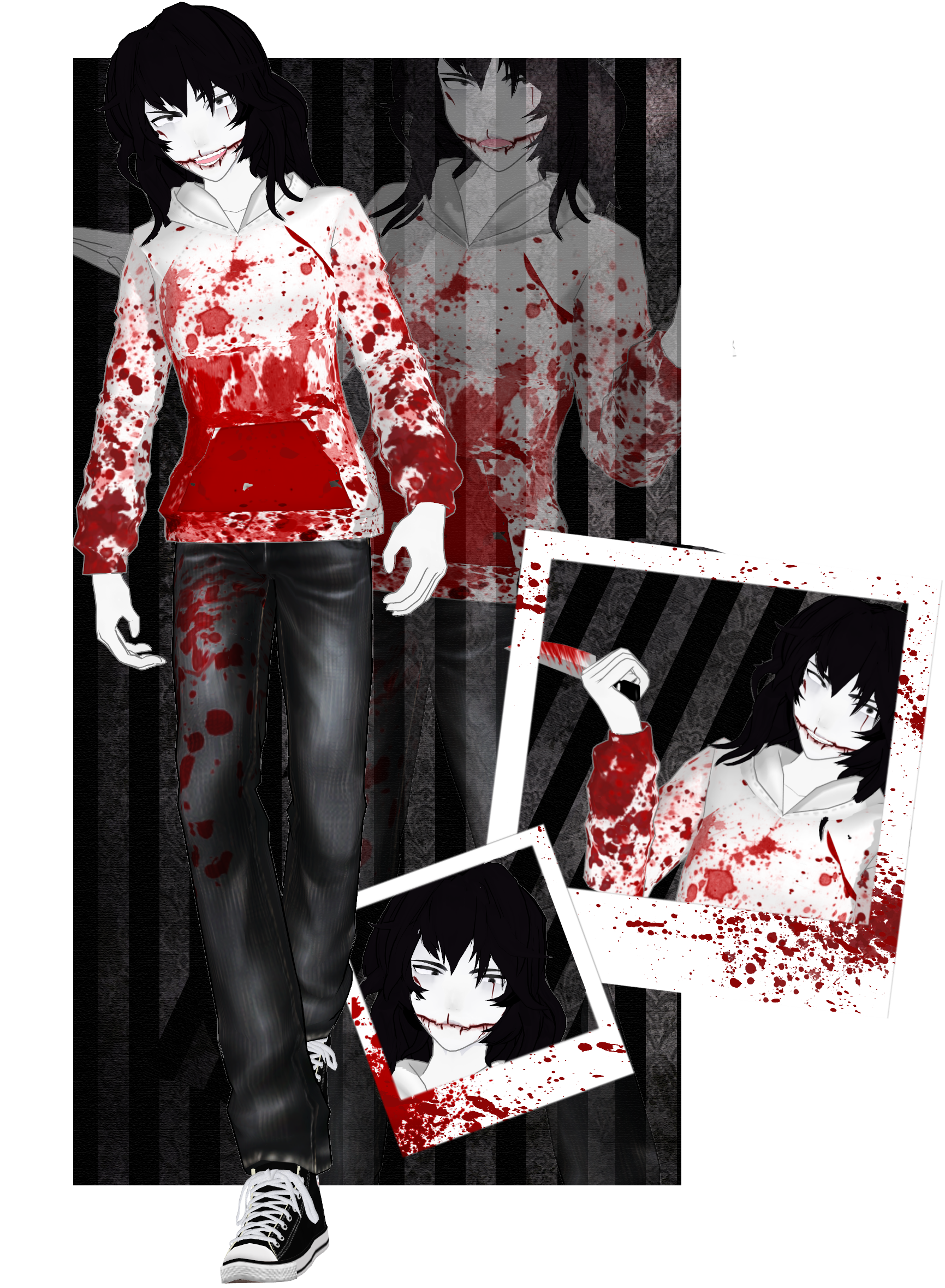 jeff the killer and jeff the killer (creepypasta) drawn by dazz_chan