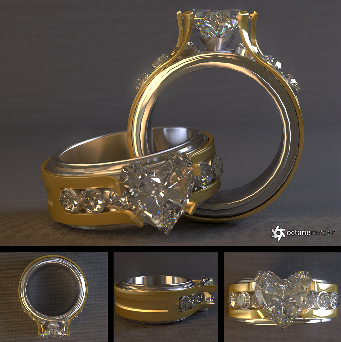 Diamond Ring L-V free 3D model 3D printable