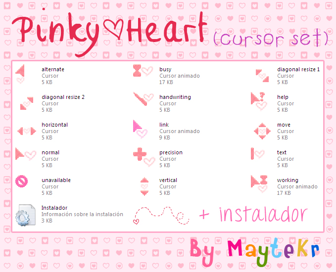 Pinky Heart cursor set by MayteKr