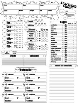 Pokemon Character Sheet