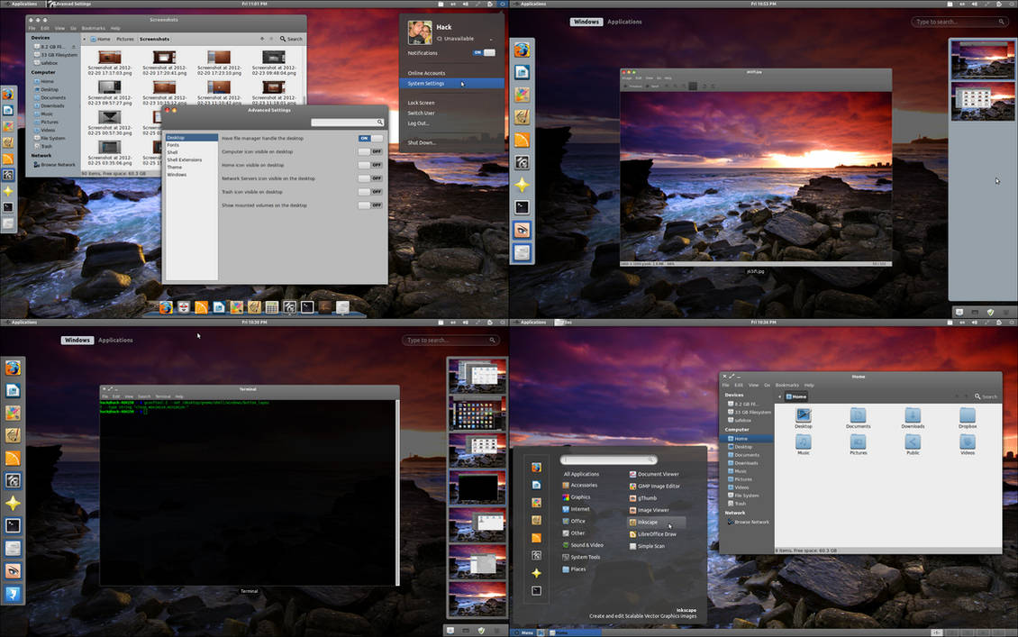 Hybrid-Night-Pack gnome shell theme by Draco23hack on DeviantArt