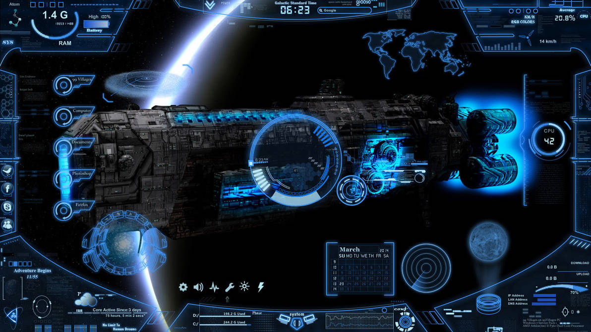 Neon Space Rainmeter 3.0 2019 by 99villages