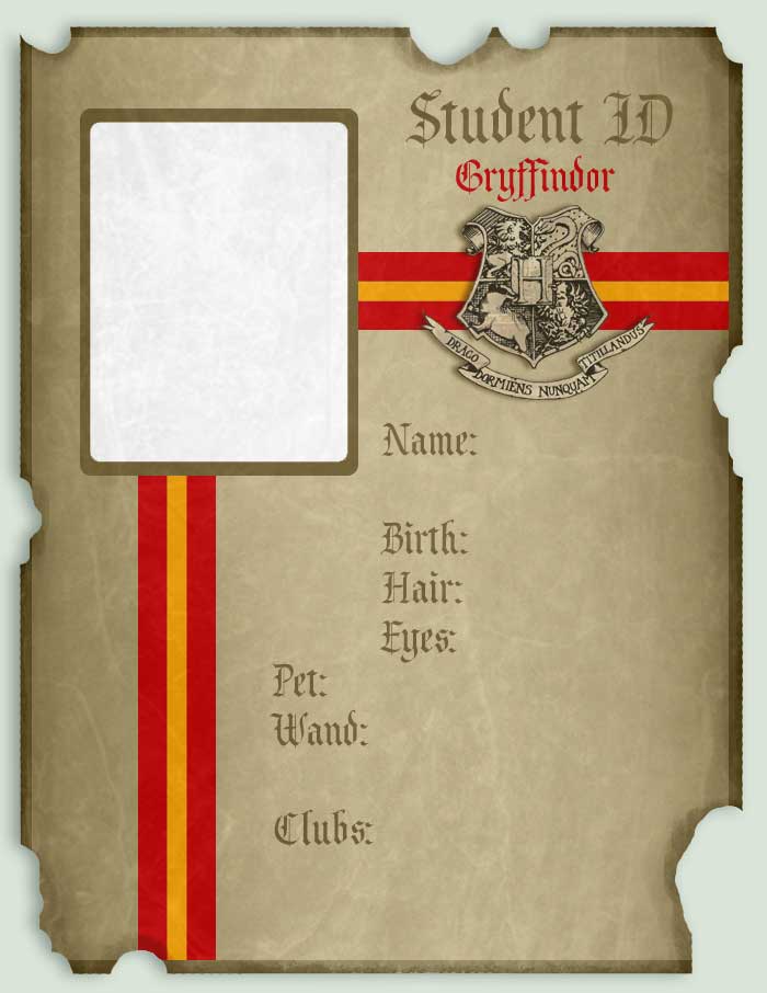 Gryffindor Hogwarts License Harry Potter fake id card Drivers License griffindor 