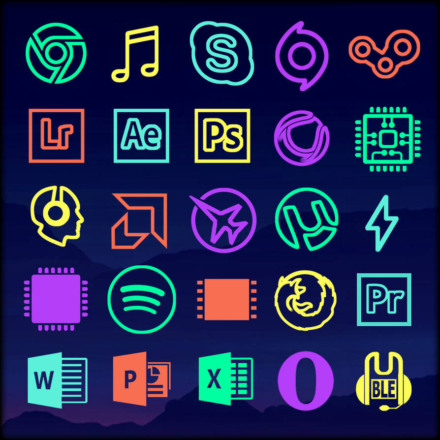 Neon Icons For Rainmeter by GregMee on DeviantArt