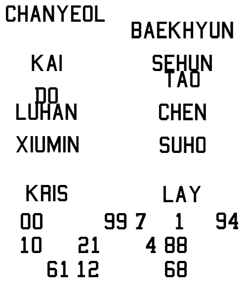 EXO's names and numbers PNG Pack