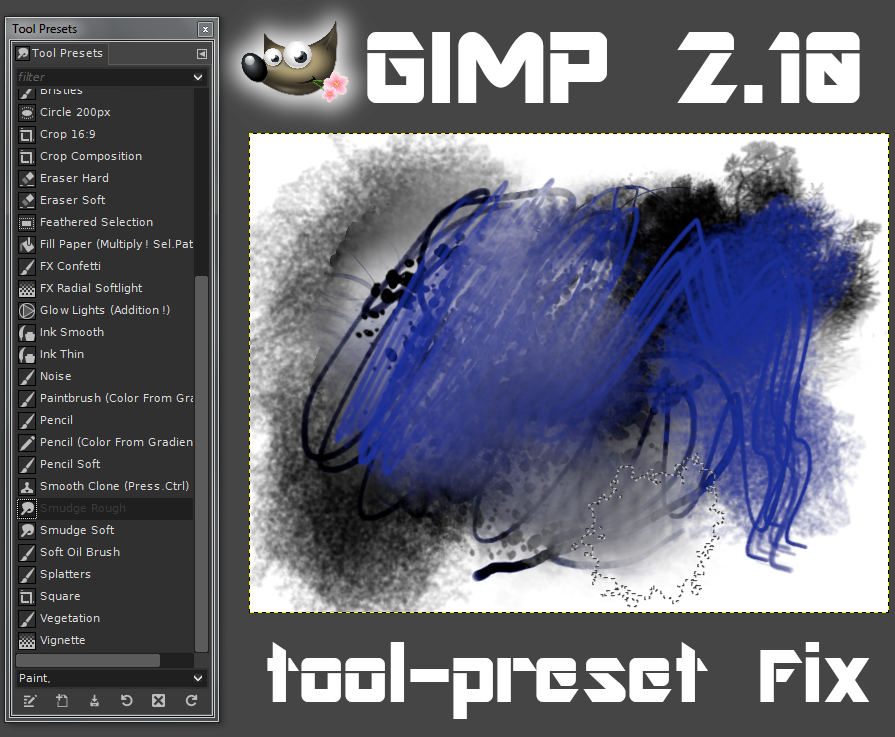 GIMP 2.10 Tool Preset Fixes