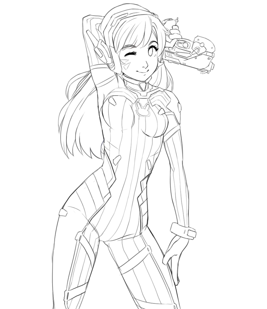 Overwatch D va Lineart By MLeth On DeviantArt