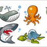 Caricaturas de animales marinos EPS