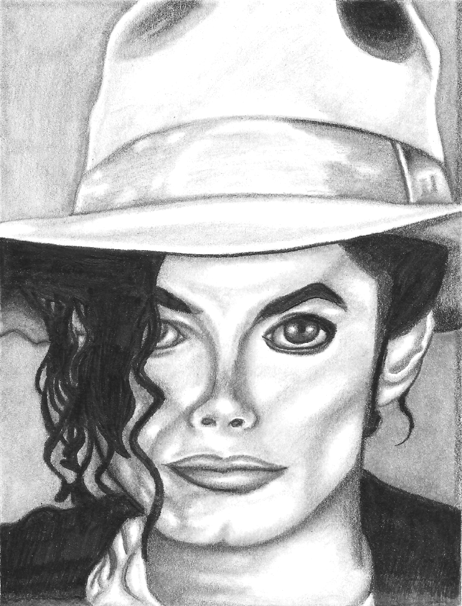 YOUNG MICHAEL JACKSON Charcoal Pencil Sketch On Canvas £49.57 - PicClick UK